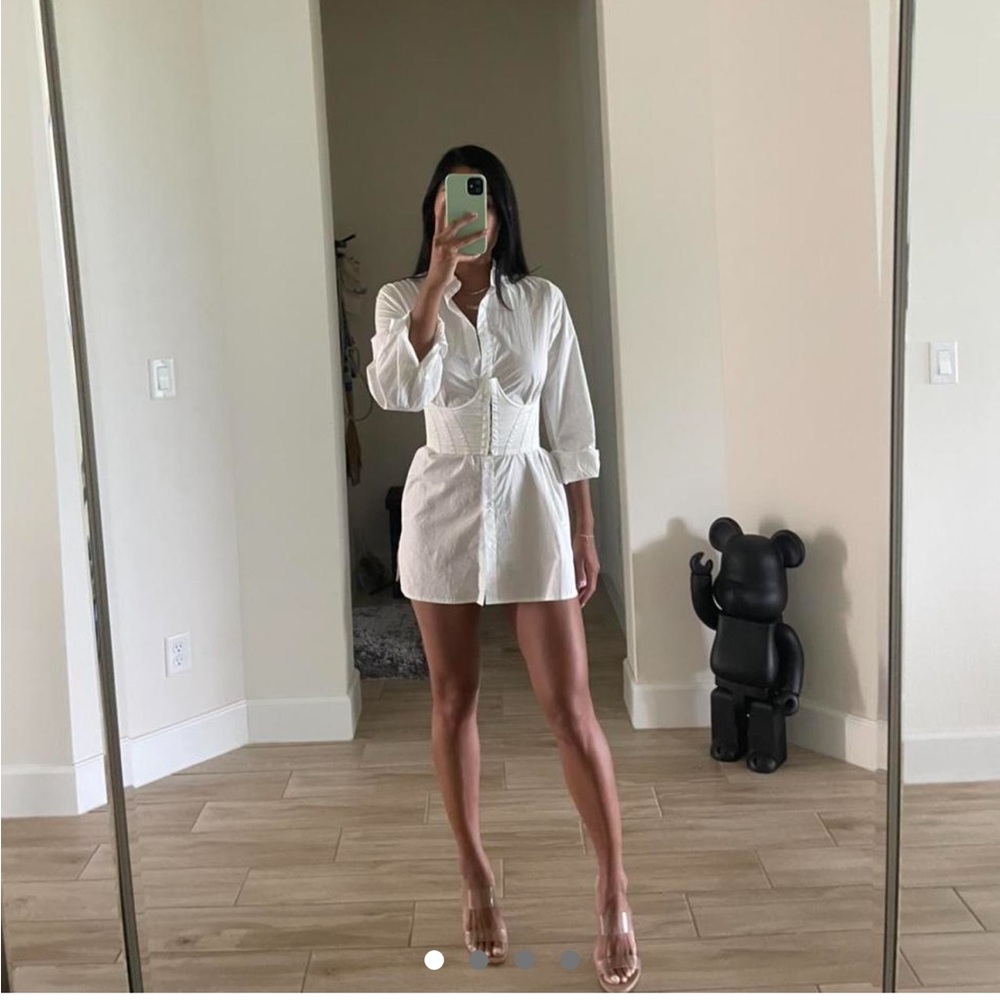 Princess Polly, white button up dress and corset. Size 2. Worn once